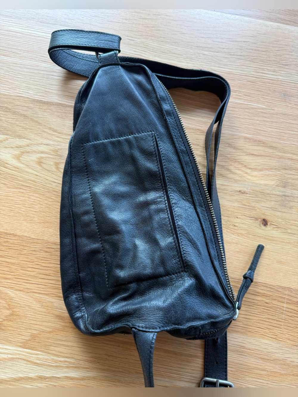 Free People Jagger Black Leather Crossbody Sling Bag - Picture 3 of 6